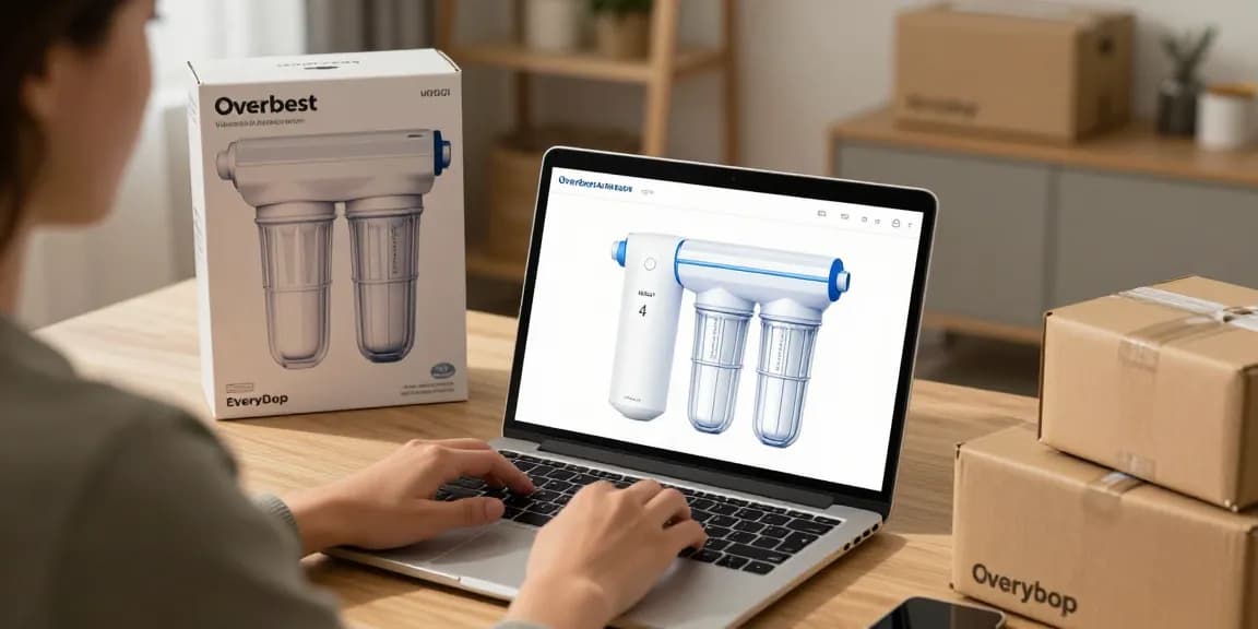 Overbest UKF8001 Replacement for EveryDrop by Whirlpool Refrigerator Water Filter 4 in a cozy e-commerce setup, online shopping experience, best deals.