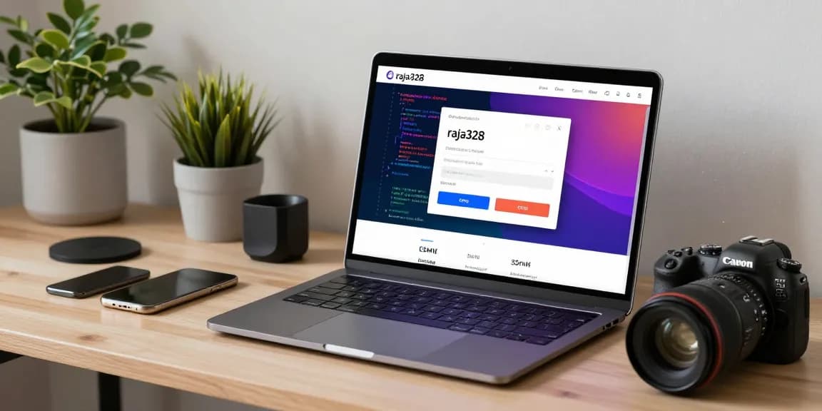 Engaged user at modern laptop utilizing the raja328 login interface in a sleek workspace.