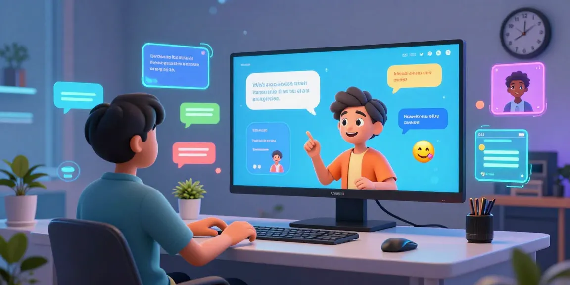 Dynamic scene of AI nsfw chat avatars engaging in playful conversations, showcasing a modern digital chat environment.