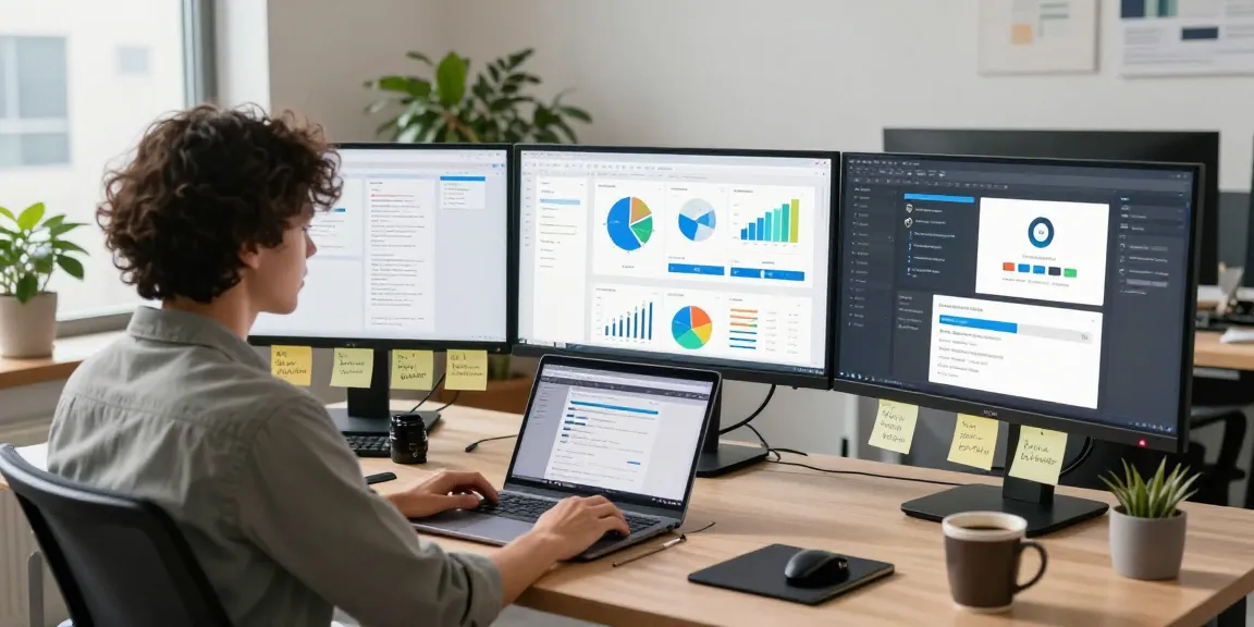 Engaging workspace scene depicting quality and authority blogs creation process with digital marketing analytics.