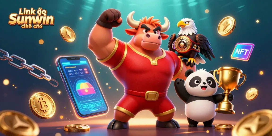 Immerse in gaming with Link vào Sunwin chính thức featuring dynamic crypto elements and casino characters.