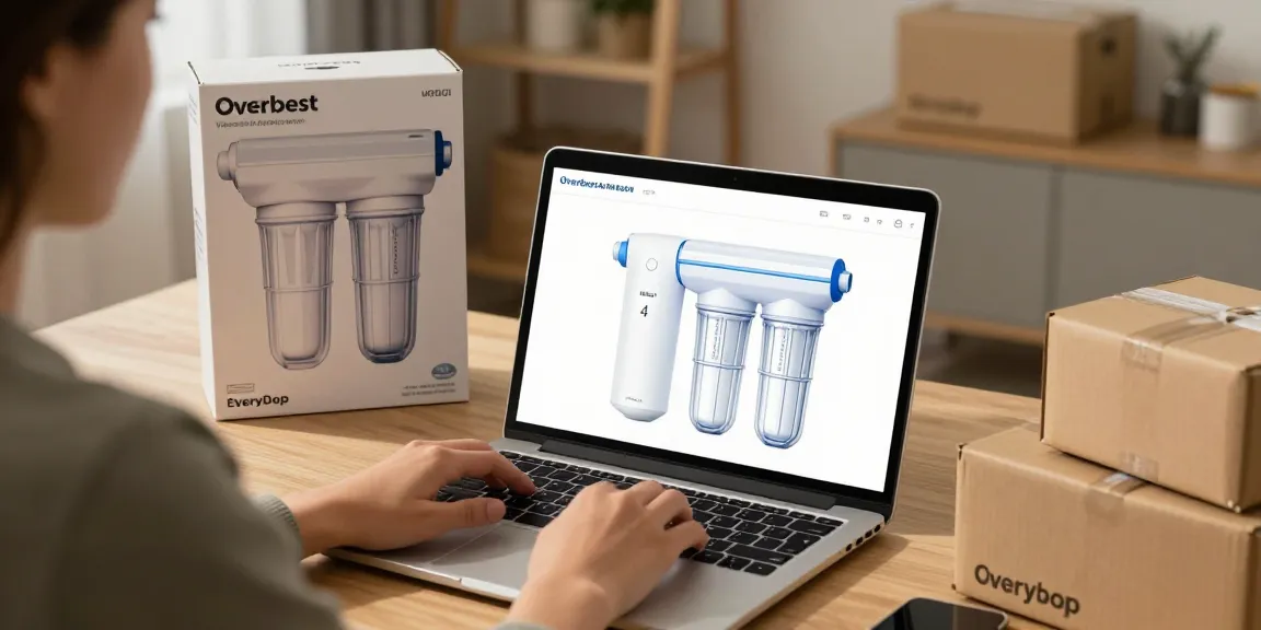 Overbest UKF8001 Replacement for EveryDrop by Whirlpool Refrigerator Water Filter 4 in a cozy e-commerce setup, online shopping experience, best deals.