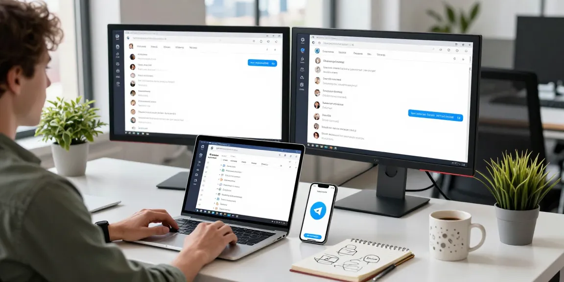 Engaging workspace scene depicting telegramin-cn.com interface and features for enhanced productivity.