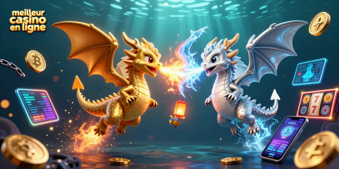 Jouer au meilleur casino en ligne avec dragons, pièces de crypto et ambiance de casino dynamique.