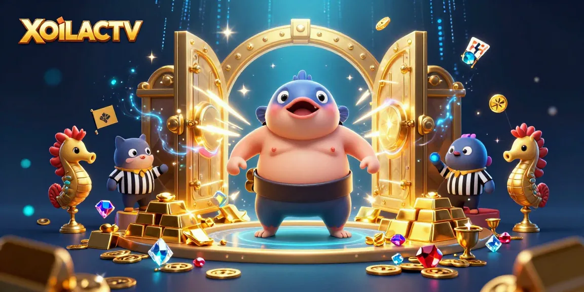 Experience XOILACTV as seahorse fans cheer with treasures in a vibrant underwater arena.