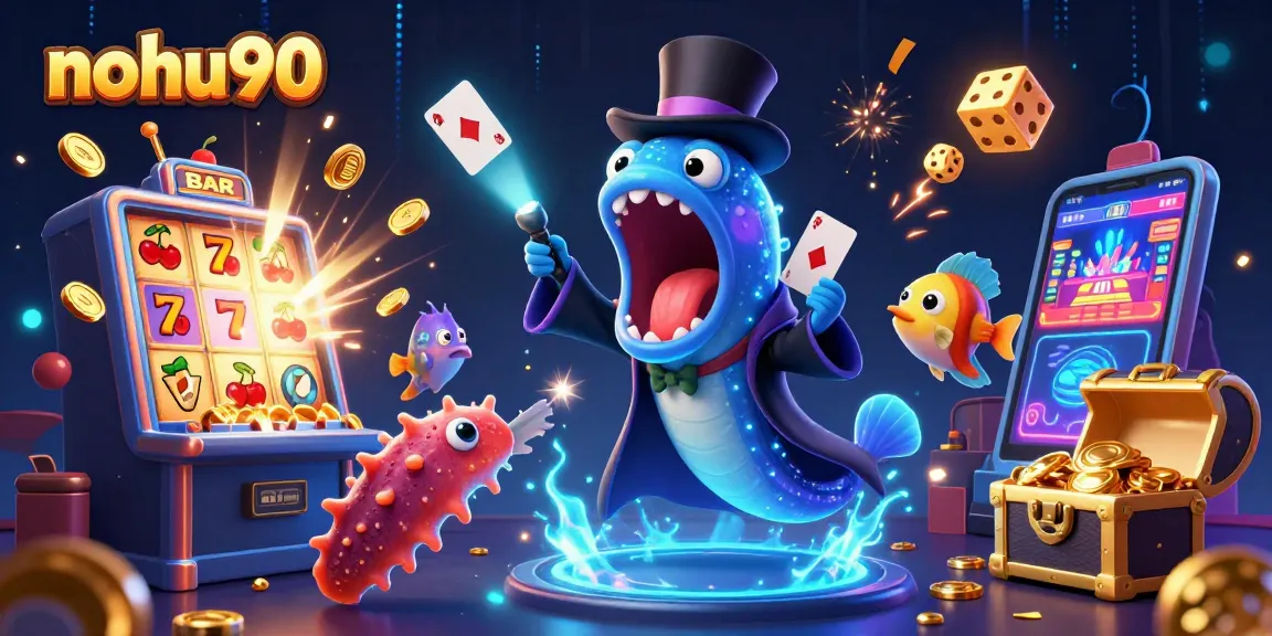 Nohu90 showcases an enchanting casino scene with magical elements and vibrant graphics.