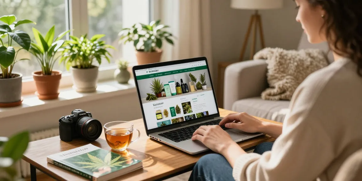 Where Can I Buy High Grade Cannabis Safely Online In The UK? A cozy living room scene showcasing online cannabis shopping.