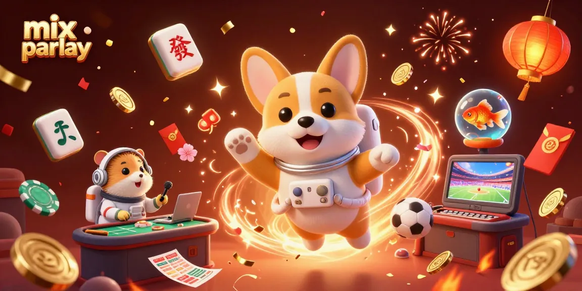 Experience the excitement of mix parlay betting with a dynamic 3D scene featuring an astronaut corgi, mission-control hamster, and floating elements.