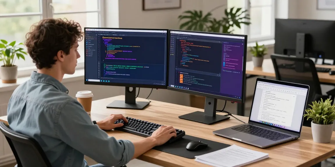 Developer showcasing innovative openclaw skill in modern workspace with coding monitors and design tools.