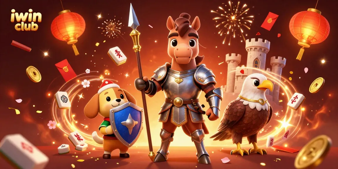 Engage in gaming excitement with iwin club, a vibrant fantasy scene filled with celebration and lucky elements.