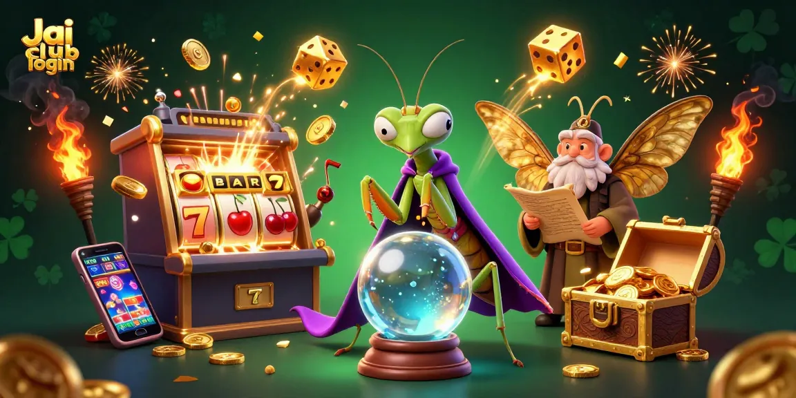 Engage in exciting gameplay on Jai club login with mystical characters, slot machines, and vibrant casino elements.