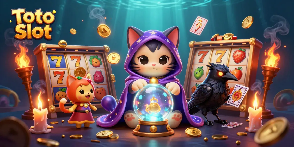 Permainan Toto Slot dengan kucing ramalan dan burung gagak dalam suasana misterius menjanjikan kesenangan.