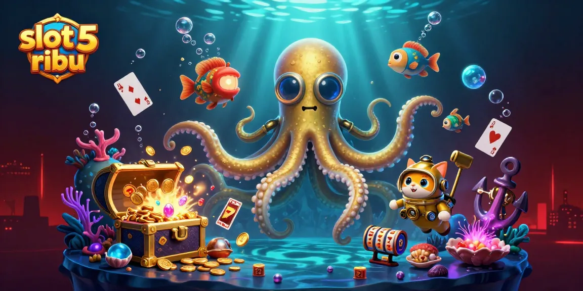 Spin the slot 5 ribu reels with the captivating kraken and diving cat in a glamorous underwater scene.