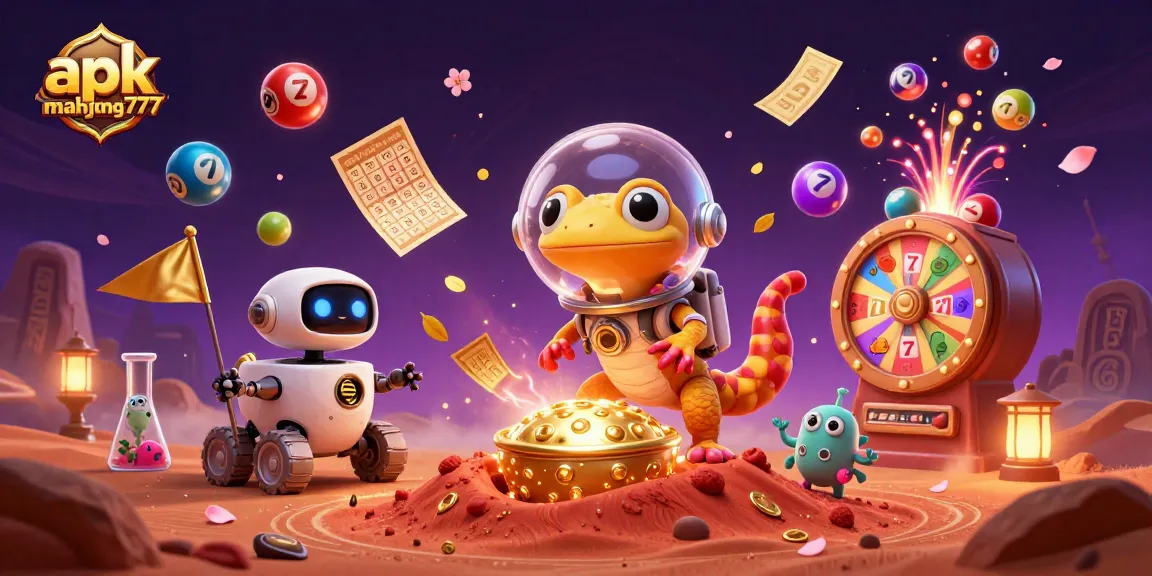 Experience the thrill of winning with apk mahjong777 as Martian characters explore a vibrant casino.