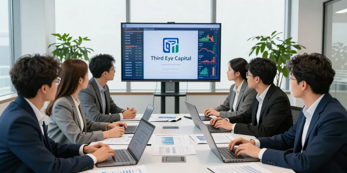 Team strategizing financial investments at Third Eye Capital office