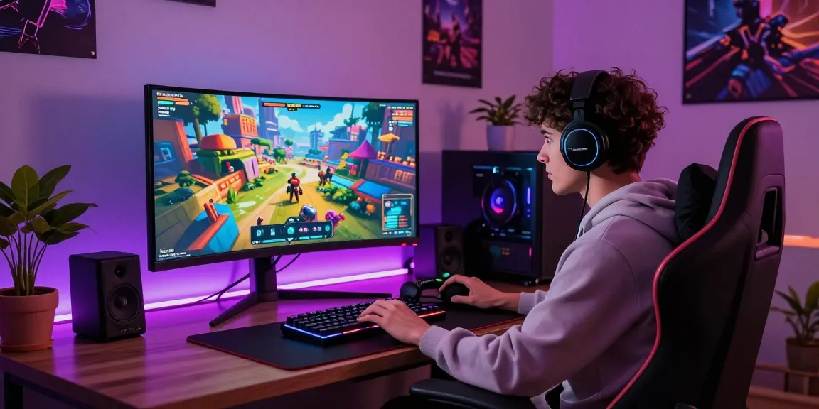 Experience immersive gaming with pakde4d in a modern setup featuring high-tech gear and vibrant graphics.