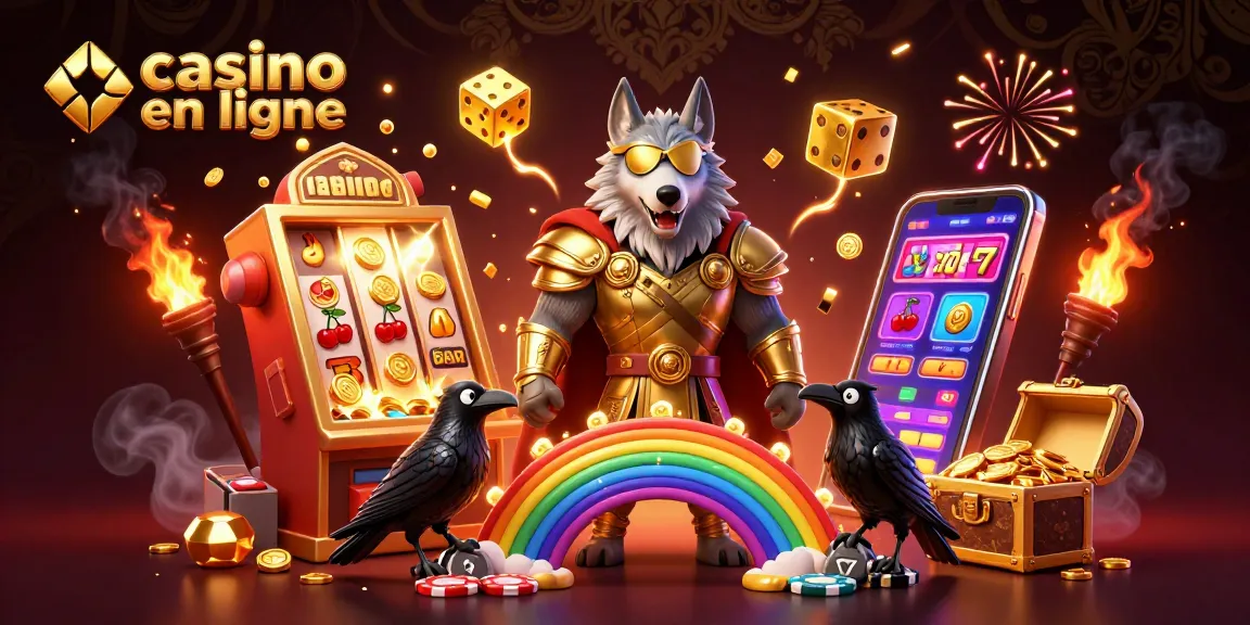 Découvrez un casino en ligne passionnant avec des jeux palpitants et des moments de jackpot dans cette illustration vibrante.