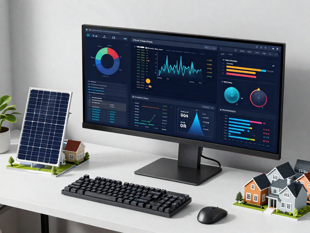 Illinois solar rights law overview with advanced analytics and solar data visualization tools in a tech workspace.