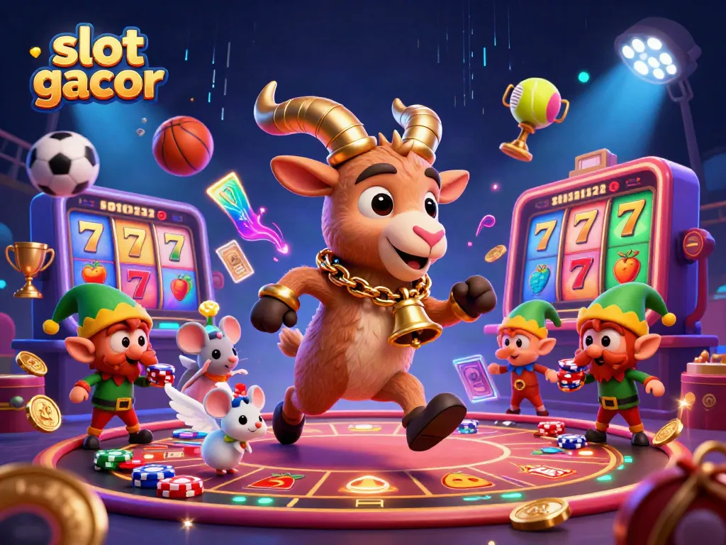 Experience slot gacor excitement with a lively 3D casino scene featuring enchanting characters.