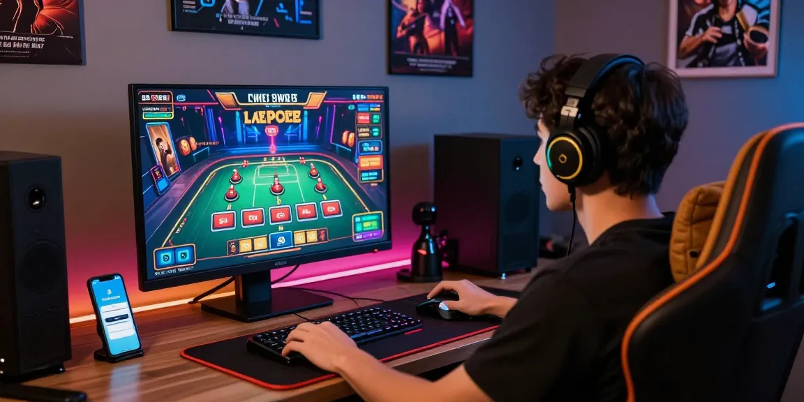 Gamer immersed in raja328 login live casino experience with vibrant screen and ambient setup
