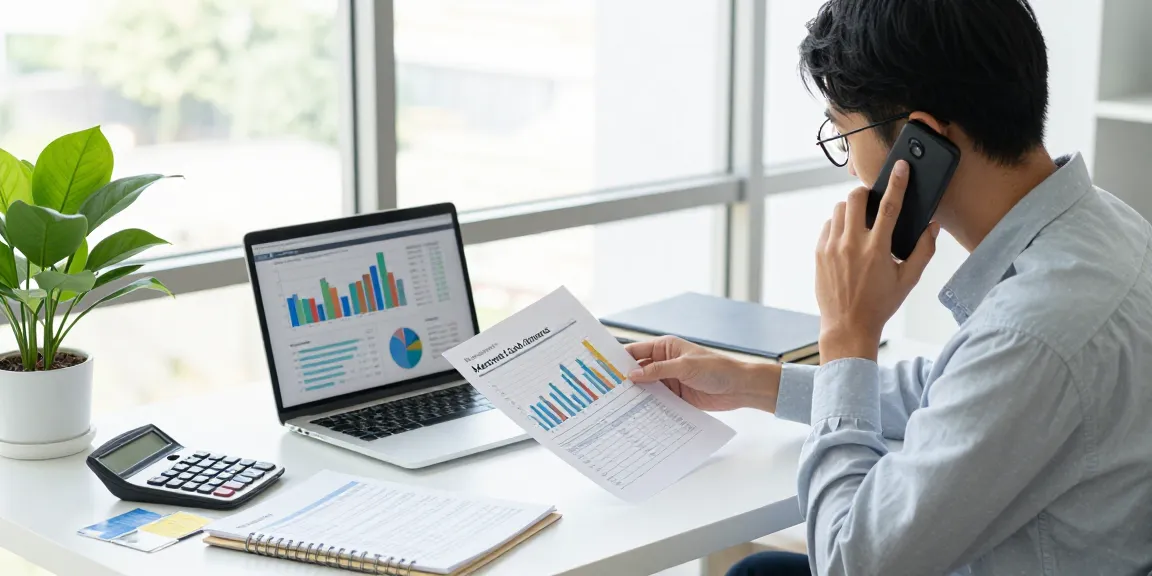 Business owner applying to get a merchant cash advance while reviewing financial documents.