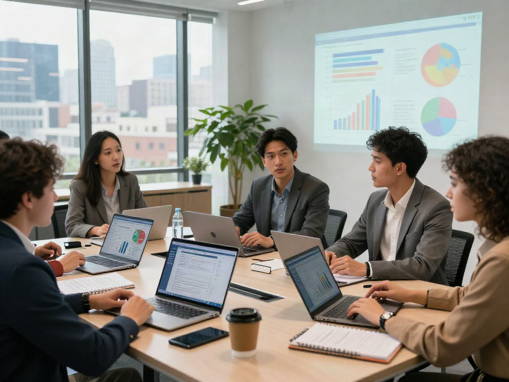 Collaborative meeting on depo 10k investment strategies in a modern office environment.
