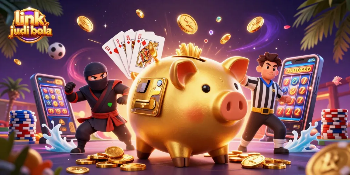 Experience thrilling bets with link judi bola under a sumo wrestler and ninja duel in vibrant casino action.