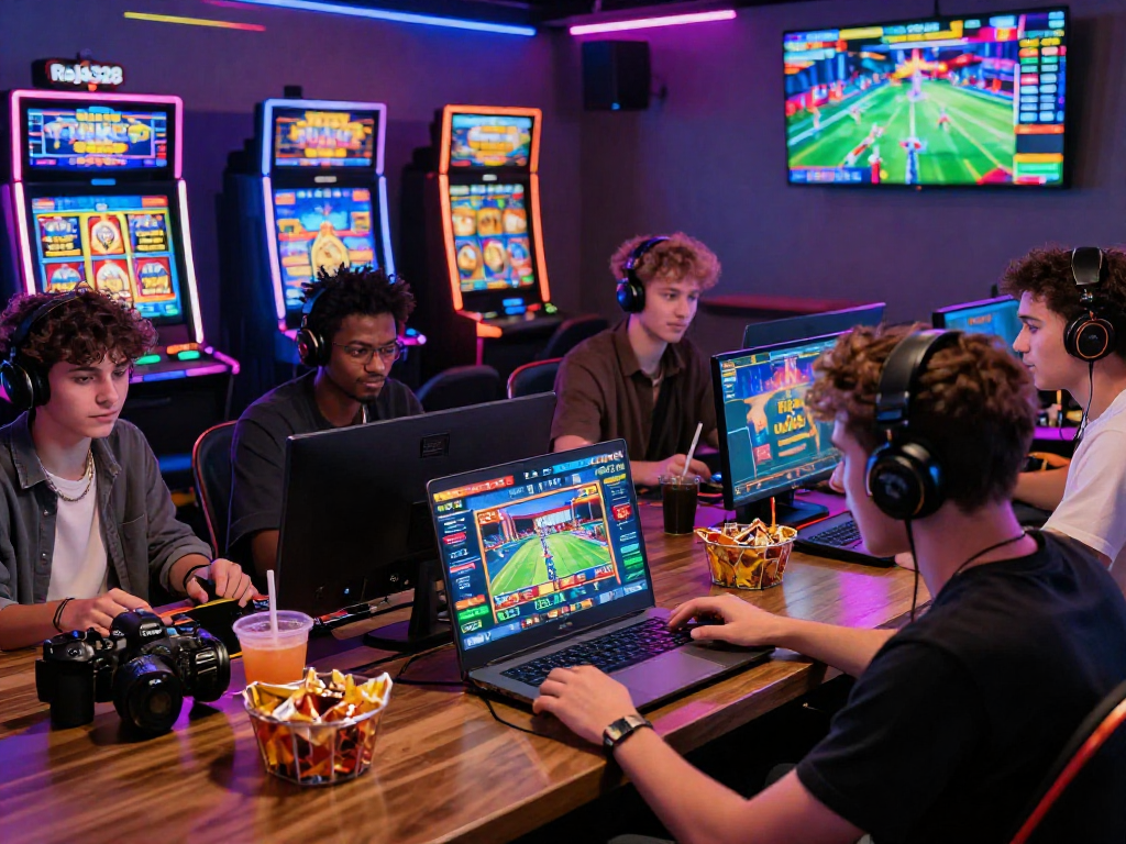 Exciting Raja328 login scene with players enjoying online gaming experience and vibrant visuals.