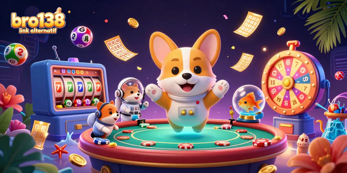 Experience thrilling gameplay with bro138 link alternatif in a vibrant space casino scene featuring an astronaut corgi.