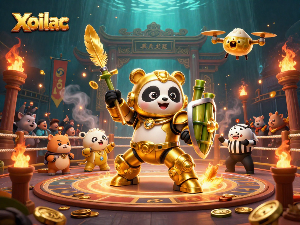 Xoilac delivers thrilling casino battles in a vibrant arena filled with cheering spectators and golden rewards.