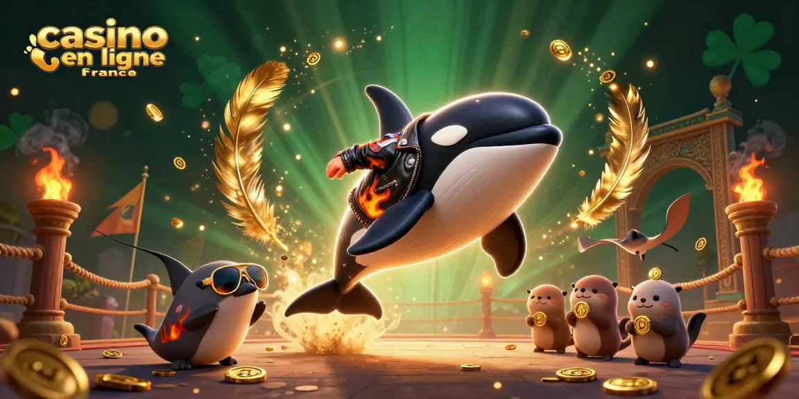 Casino en ligne France : orque, raie et loutres animées dans une scène de jeu captivante.