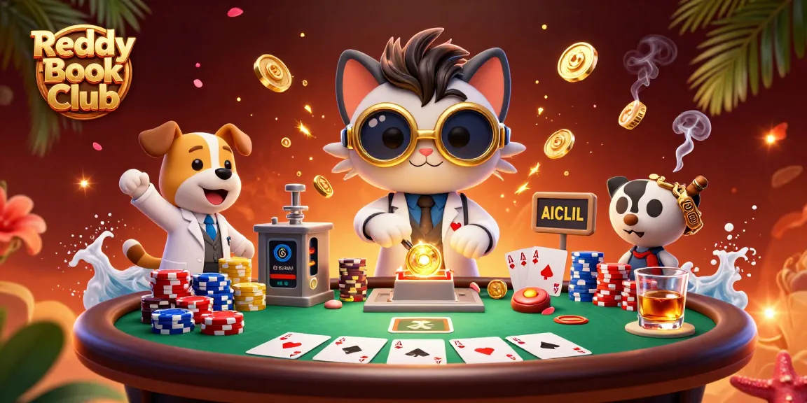 Experience thrilling betting with Reddy Book Club and dynamic poker elements surrounding animated characters.