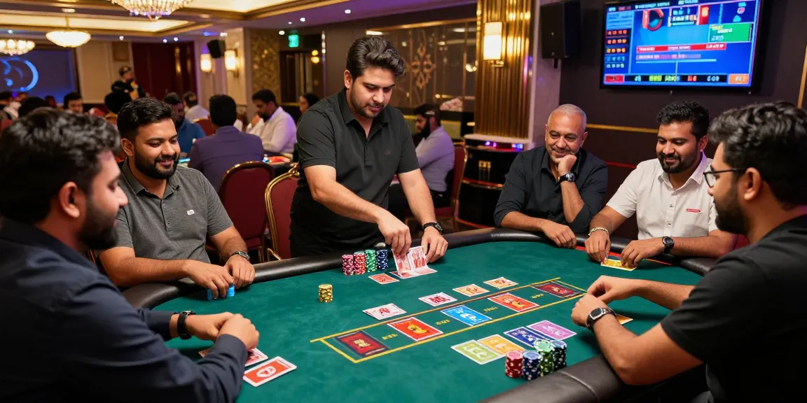 Engaging andar bahar game scene with real dealer and excited players