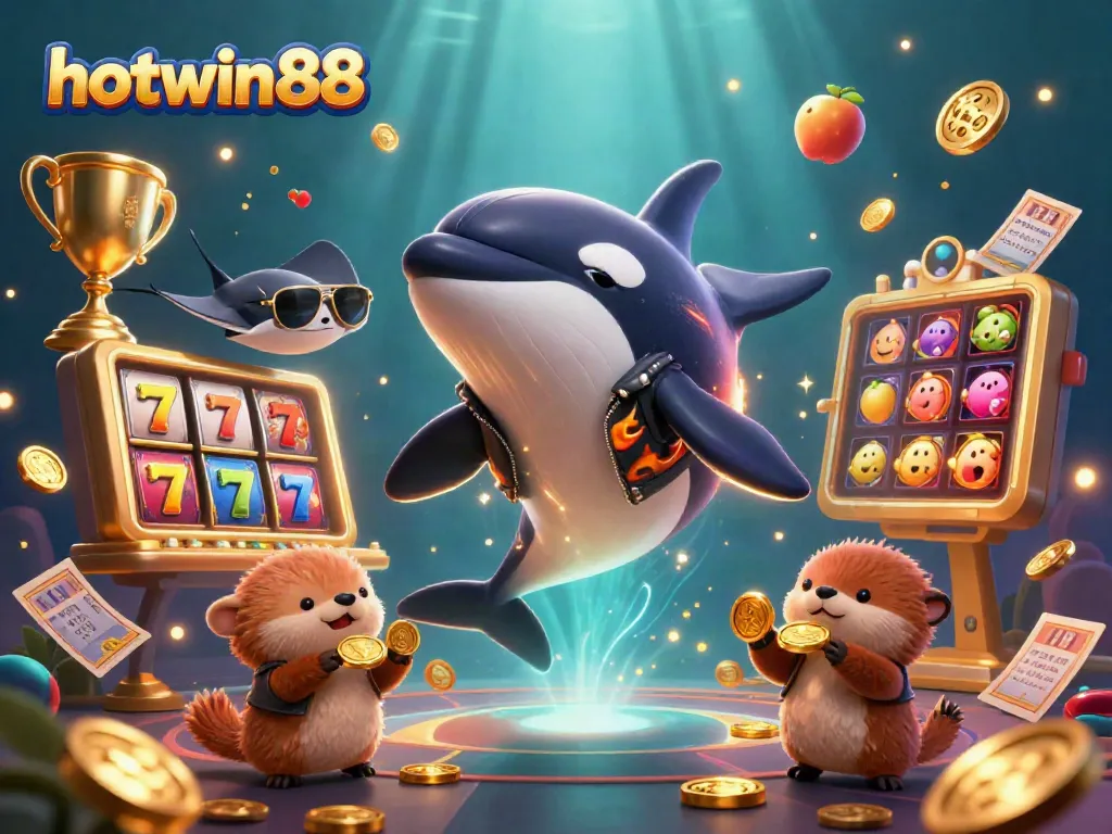 Engage with hotwin88 by celebrating victories in a vibrant underwater casino scene.