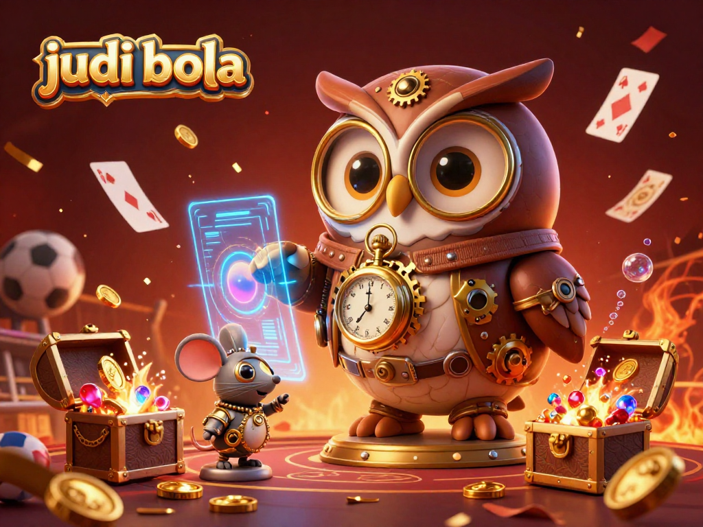 Experience the thrill of judi bola with dynamic sports betting elements and festive illustrations.