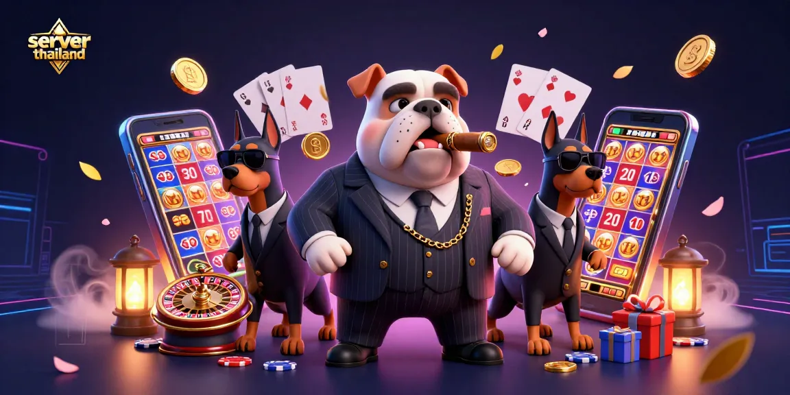 Play exciting slot games with server thailand in a vibrant casino scene featuring dynamic characters.