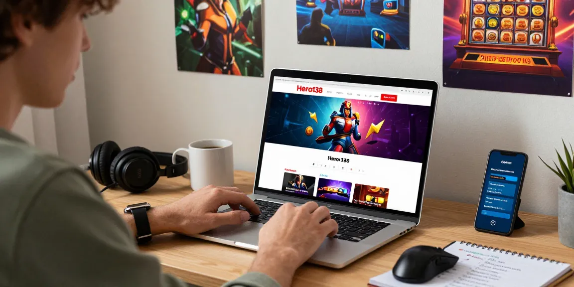 User engaged in hero138 login at home office, showcasing gaming accessories, cozy atmosphere, and betting strategy elements.