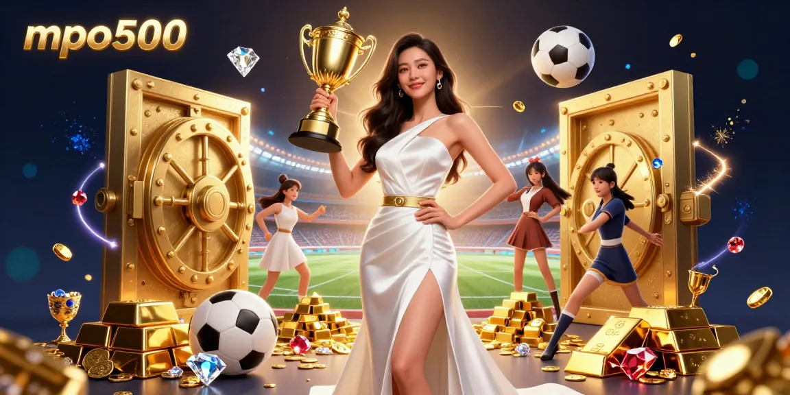 Experience the thrilling action at mpo500 with a dazzling casino champion celebrating amidst golden riches.