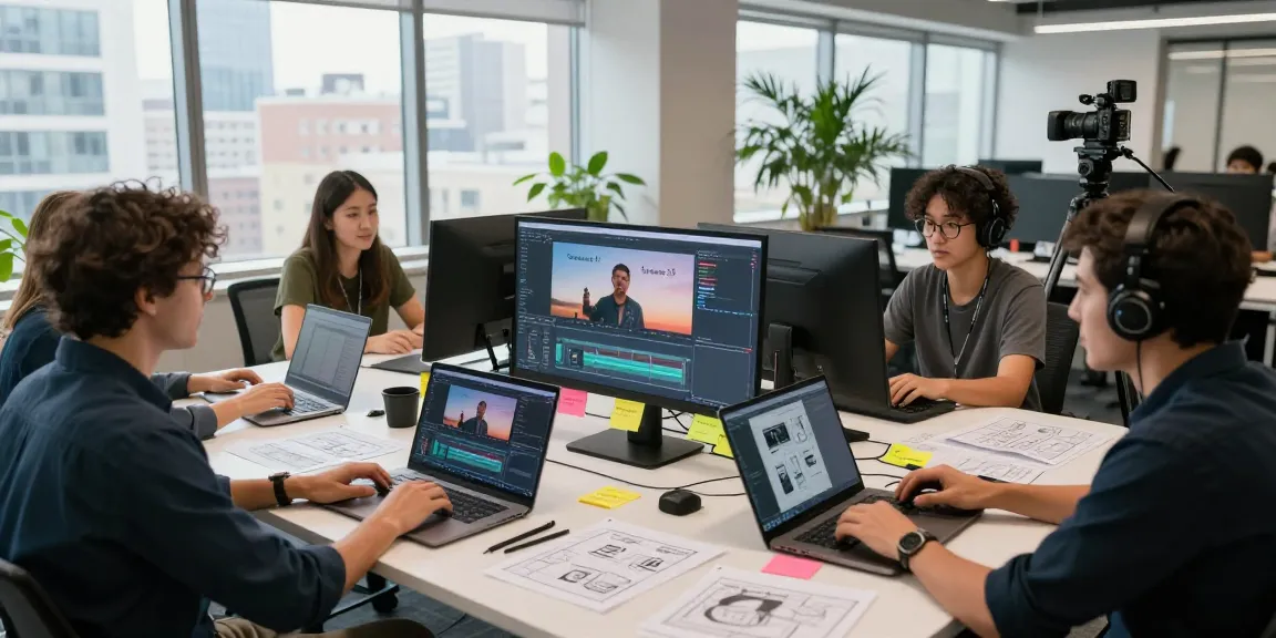 Team collaborating on Seedance 2.0 video production in a creative workspace