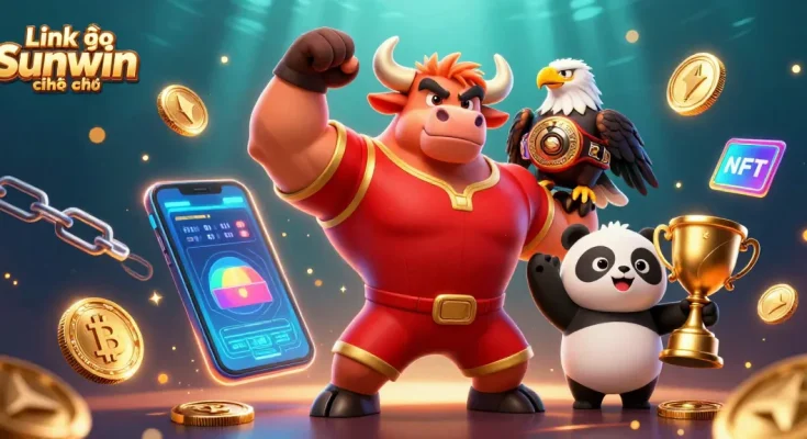 Immerse in gaming with Link vào Sunwin chính thức featuring dynamic crypto elements and casino characters.