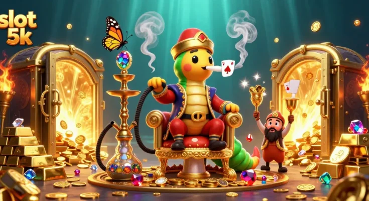 Engage in thrilling slot 5k gameplay with dazzling 3D illustration of a golden treasure scene.