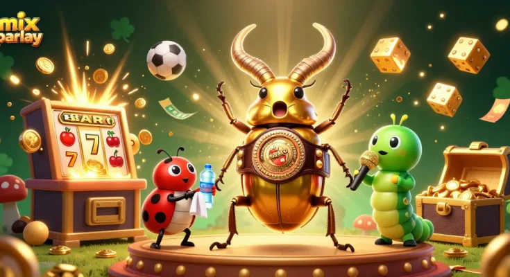 Experience the thrill of mix parlay betting with a vibrant 3D illustration of a boxing beetle.